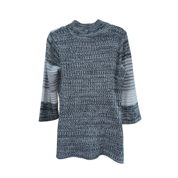 Ming Gray Patterned Knit Sweater Top S 3/4 Sleeves Acrylic/Wool Blend Textured D - Picture 2 of 8